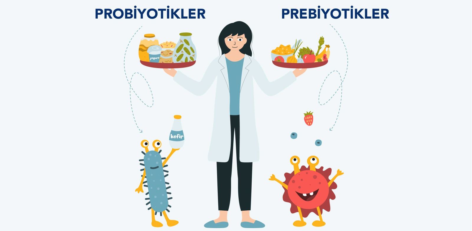 Prebiyotik ve probiyotikler, uzun vadede inflamasyonu azaltarak bağırsak-beyin bağlantısını destekler.